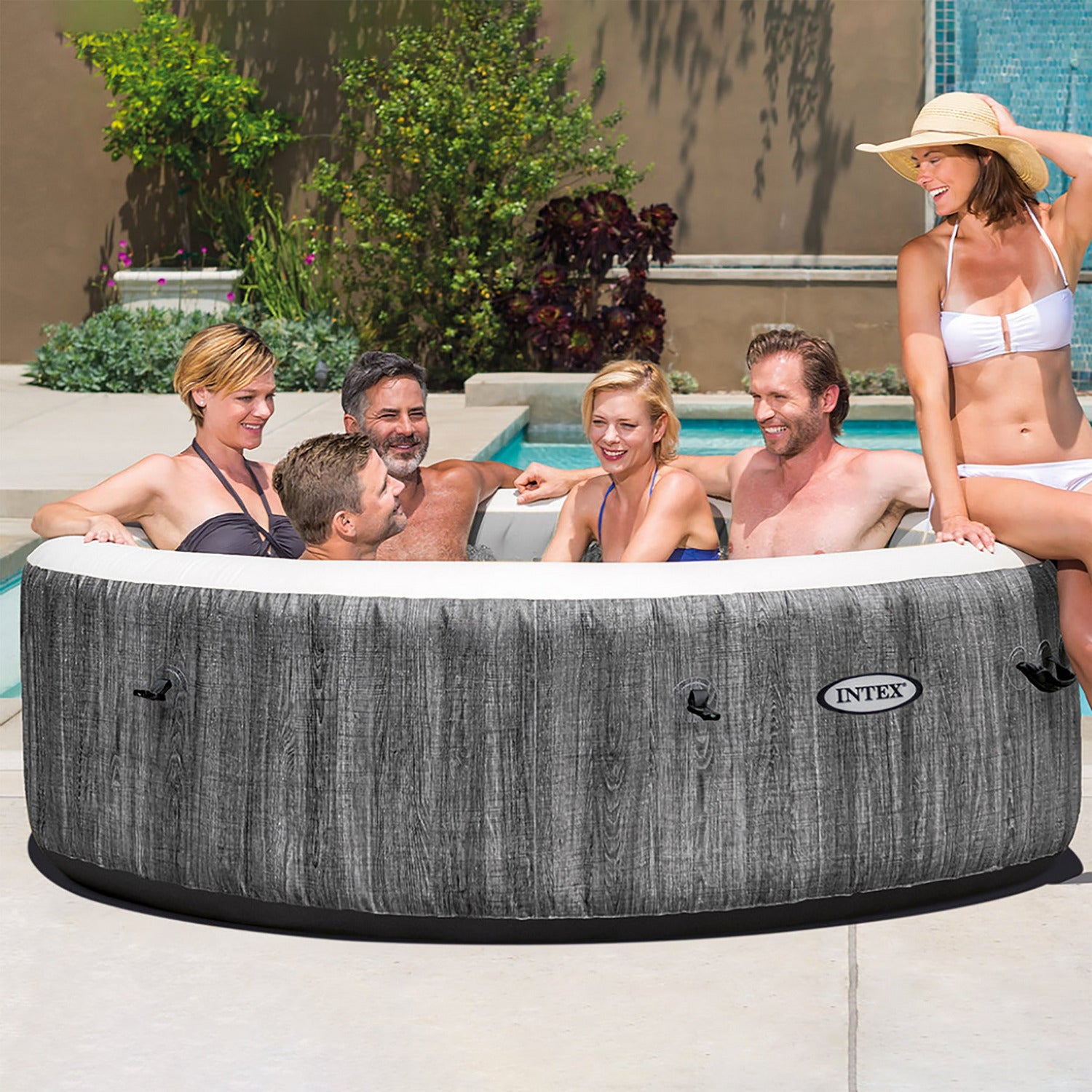 INTEX - PureSpa Bubble Glow Deluxe Idromassaggio Gonfiabile Rotonda da 6 posti - altezza 71 cm diametro 216 cm